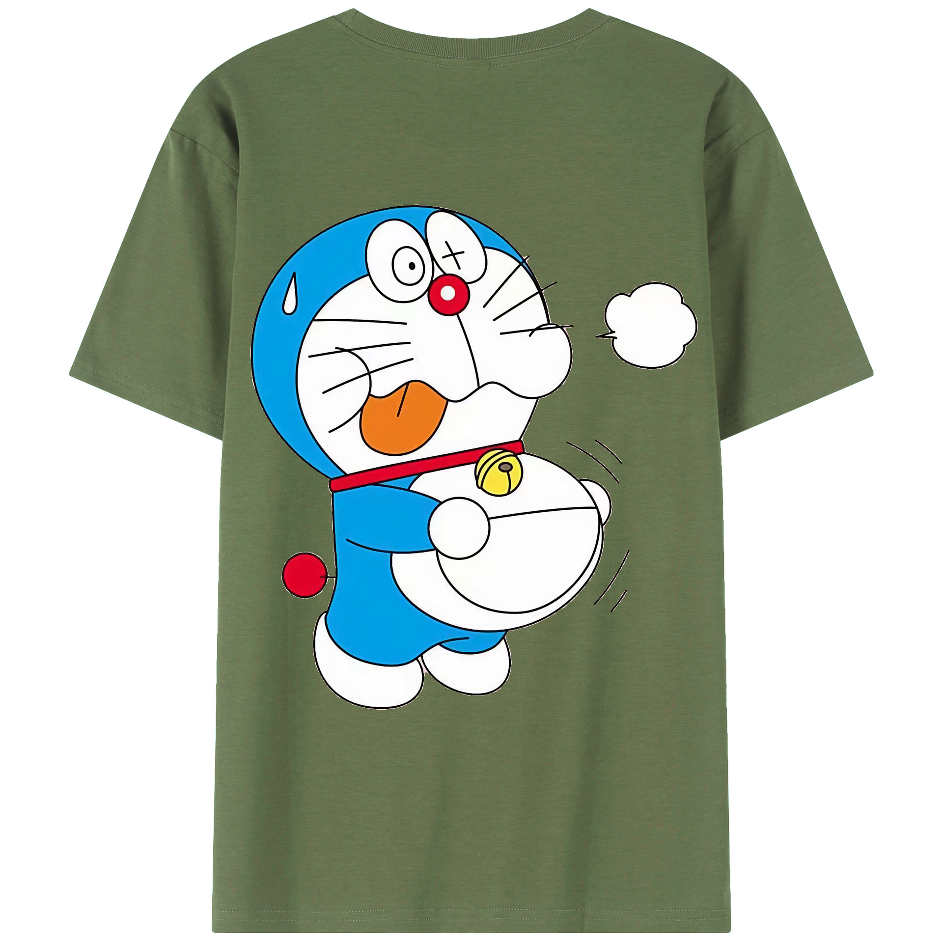 （画像用） ドラえもん Doraemon 綿100％ メンズ半袖Tシャツ（バックプリント） 通気性